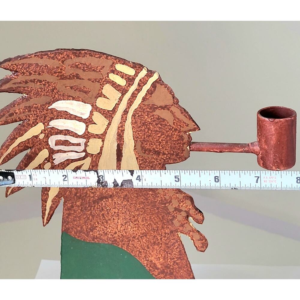 VTG Native American Chief Steel Hand Painted Country Farm Lake Cabin Mountain - Picture 7 of 8